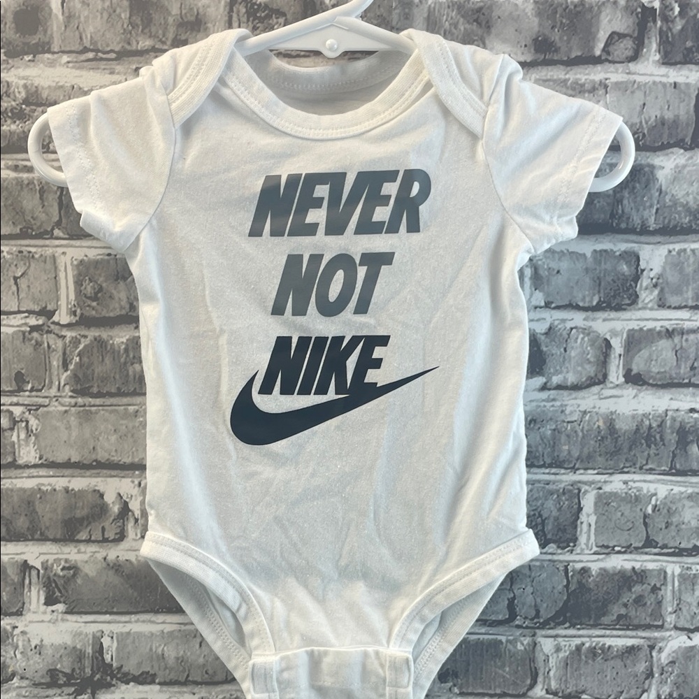 Nike White and Black Baby onesie